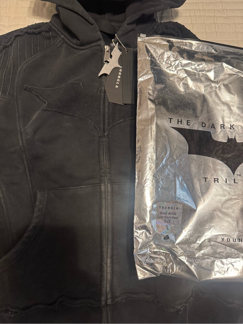 YoungLA Black Batman Zip-Up Hoodie #5209